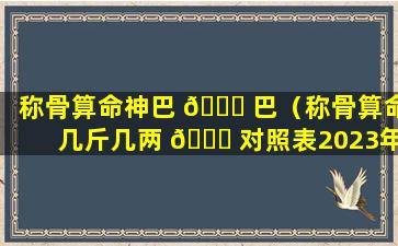 称骨算命神巴 🐘 巴（称骨算命几斤几两 🐅 对照表2023年）